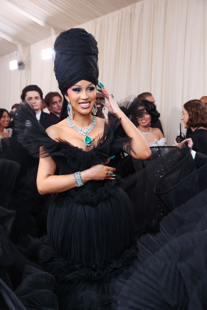 Cardi B Wears Voluminous Black Windowsen Gown At The 2024 Met Gala