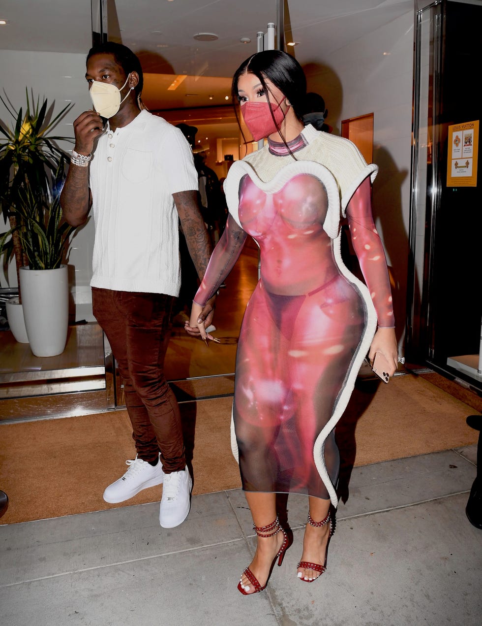 Cardi B just wore a see-through naked dress to go shopping