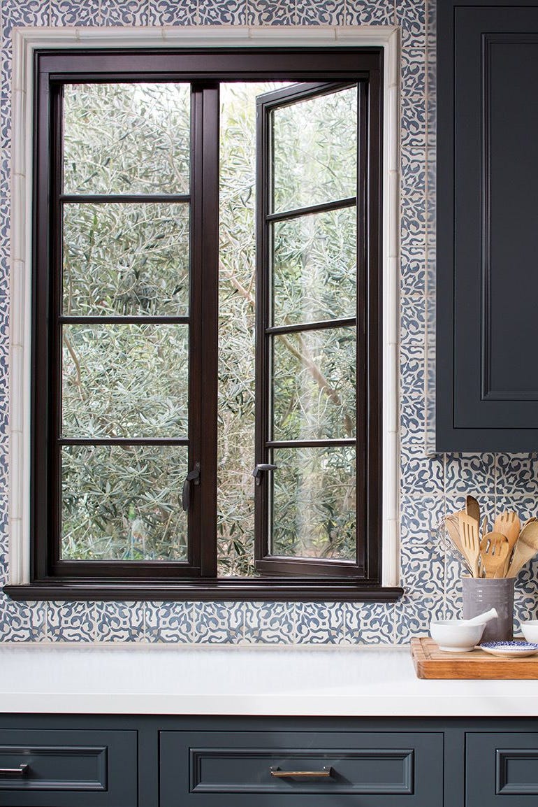 open kitchen window and back splash