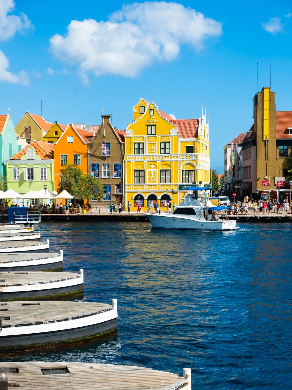 caribbean, antilles, curacao, willemstad, view from queen emma bridge