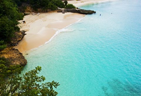 caribbean, west indies, anguilla, sandy beach, elevated view