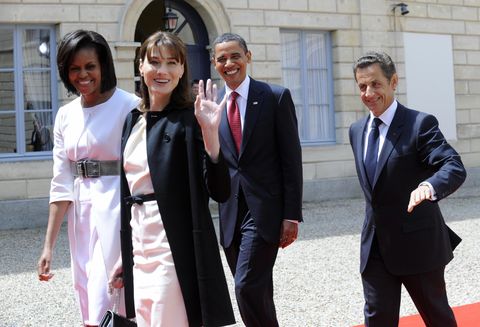 Caral Bruni Nicolas Sarkozai Michelle and Barack Obama