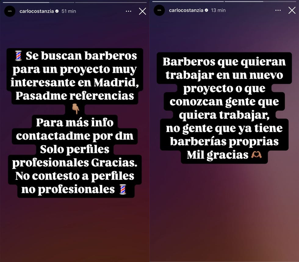 los textos que el hijo de mar flores ha compartido en instagram para encontrar barberos