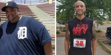el antes y después de corredor que ha perdido 200 kg
