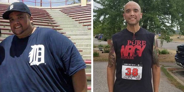 el antes y después de corredor que ha perdido 200 kg
