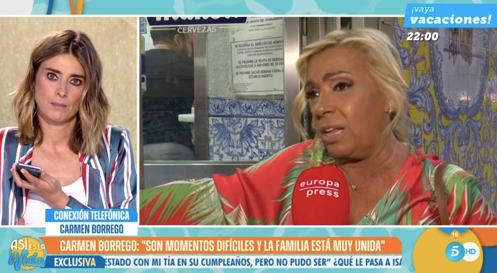 carmen borrego llama en directo a sandra barneda