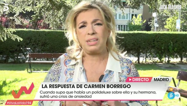 Carmen Borrego, Sálvame, Terelu, Viva la vida, Carmen Borrego responde a sus compañeros de 'Sálvame', Carmen Borrego: "Pido perdón a mi hermana si he tenido que ver en su salida de 'Sálvame'", Carmen Borrego: "Me ha sorprendido que mi hermana deje Sálvame"