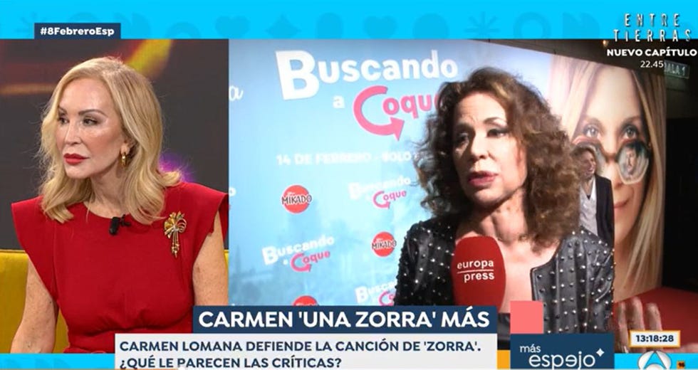 la colaboradora con vestido rojo en el plato de antena 3