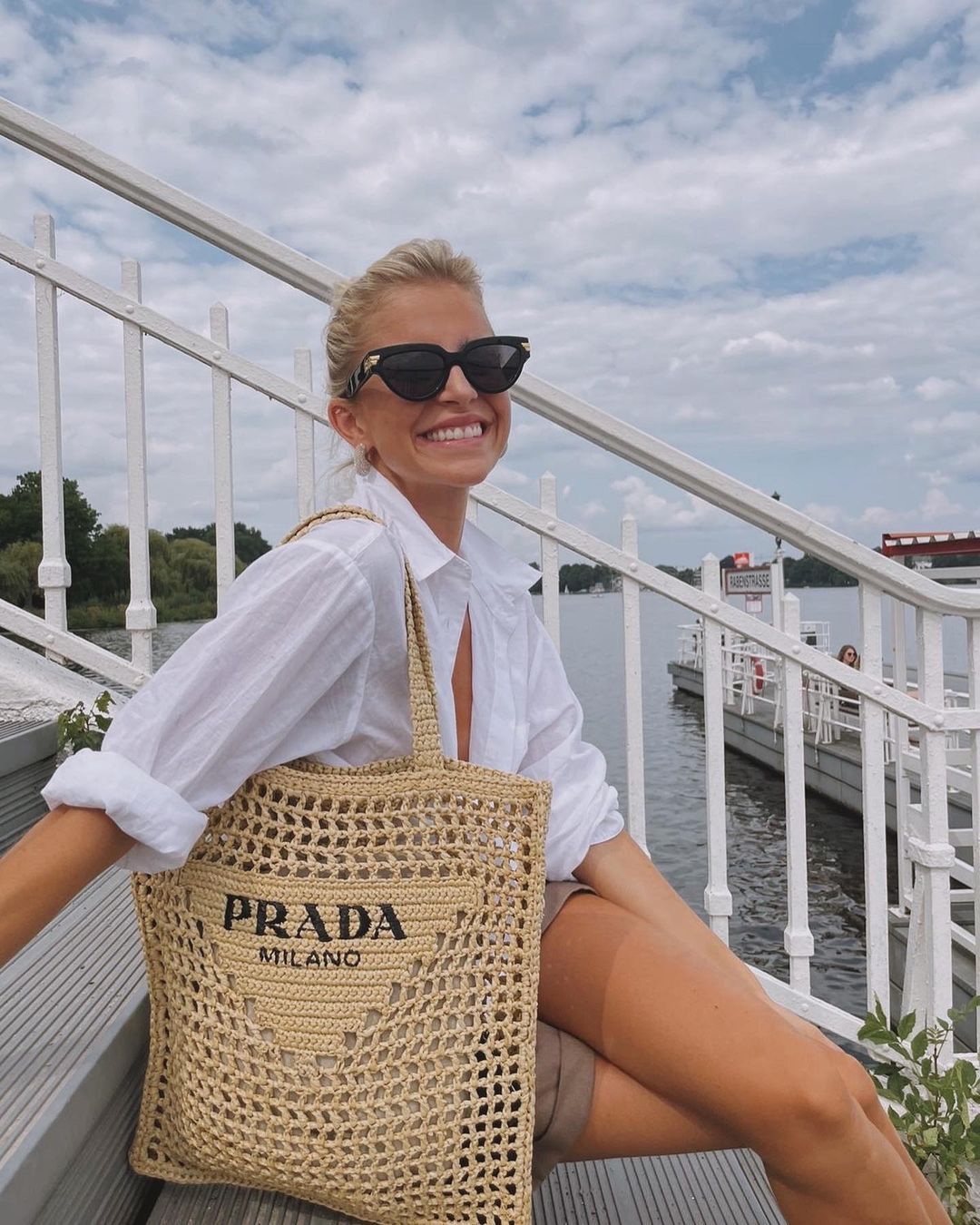 Prada on sale raffia bag