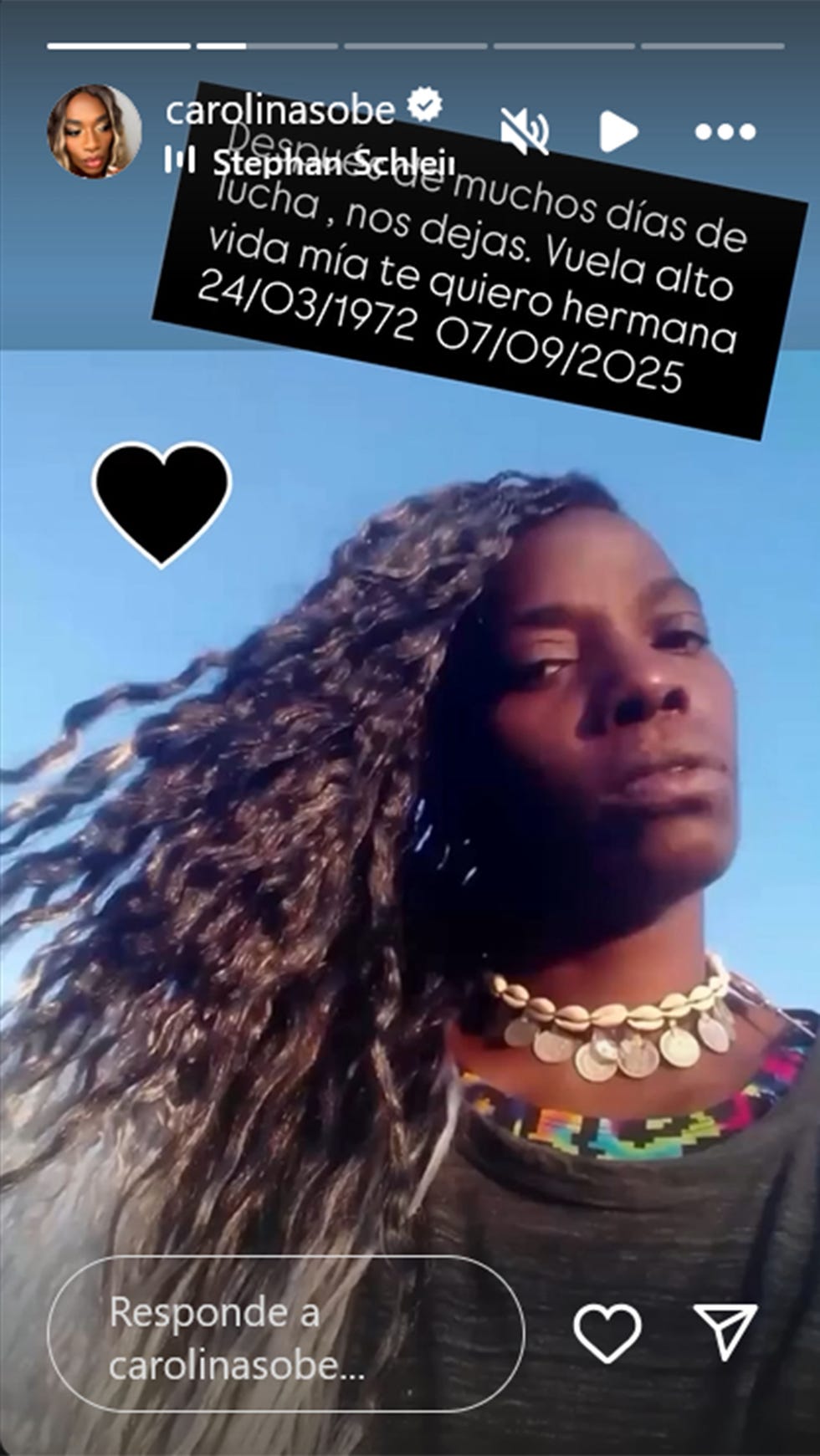 carolina sobe comunica la muerte de su hermana dnoe lamiss