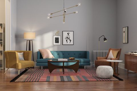 Living room, Room, Furniture, Floor, Interior design, Laminate flooring, Wood flooring, Table, Lighting, Coffee table, 