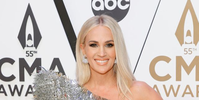 Carrie Underwood Flaunts Legs In High-Slit Dress On CMA Red Carpet