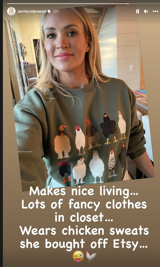 Where to Buy Carrie Underwood's Chicken Sweatshirt