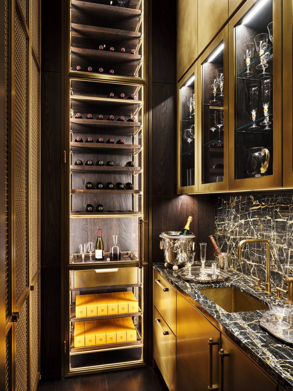 a bar area in a 1901 seven story townhouse on new york upper east side designed by carrier and company