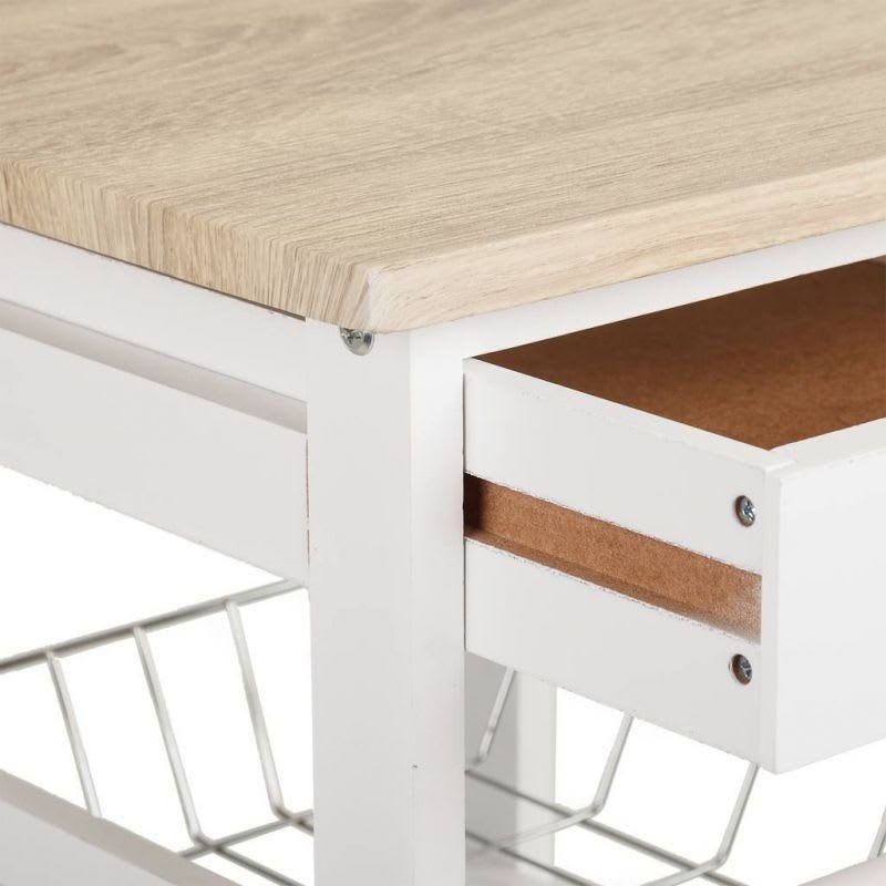 carro de cocina de madera de pino y dm blanco
