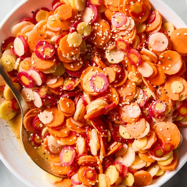 Carrot Coin Salad carrot coins tossed in a salad