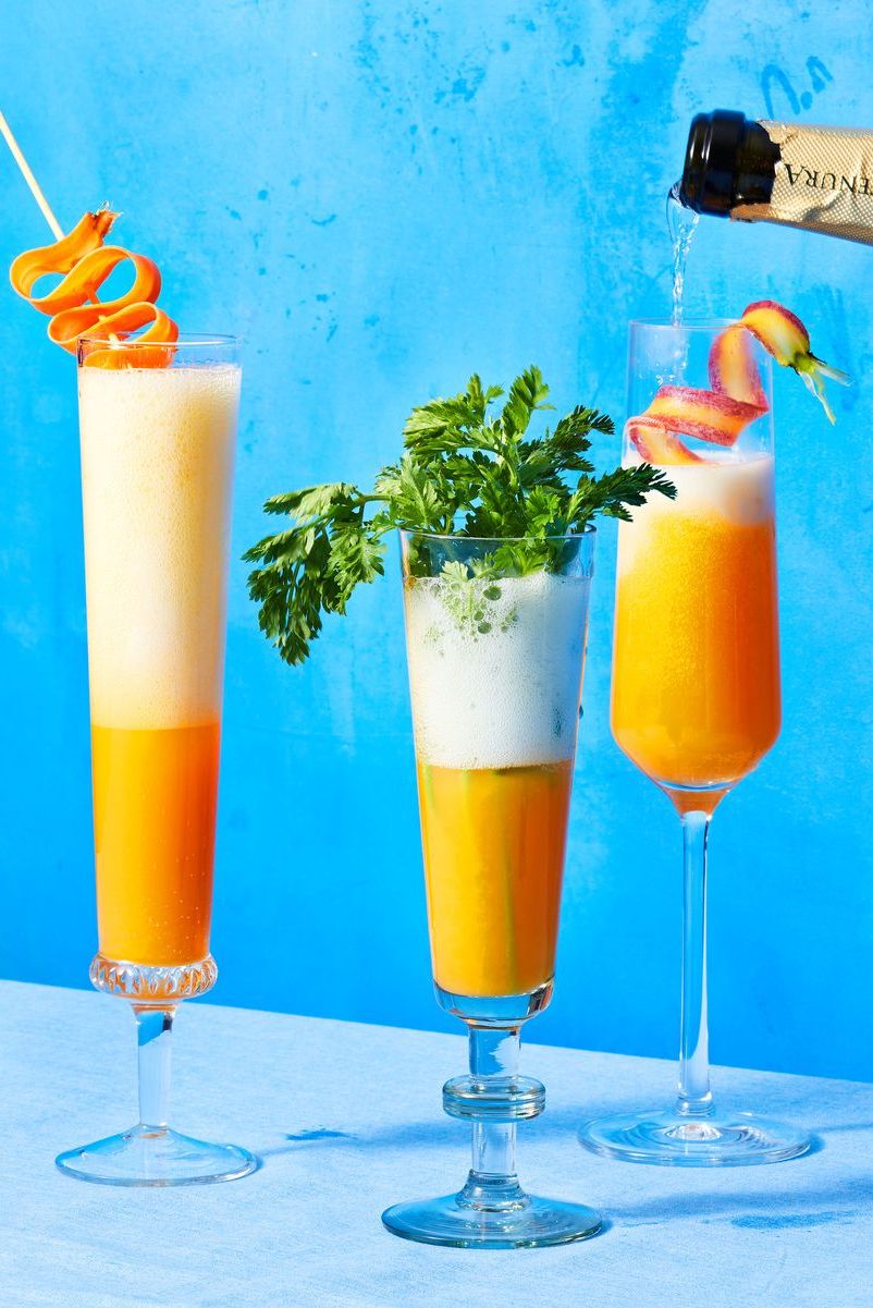 carrot mimosa in flute glasses