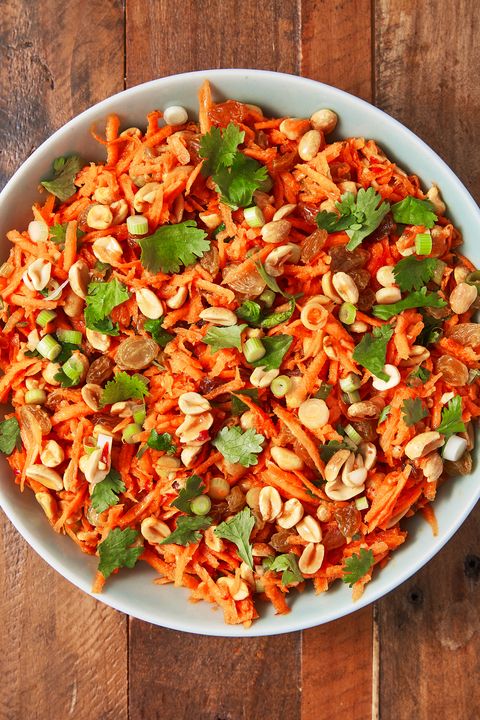 moroccan carrot salad with peanuts and golden raisins