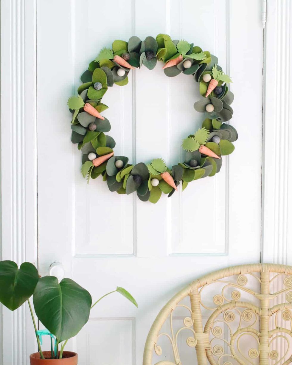 Easter wreath of carrots and vegetables