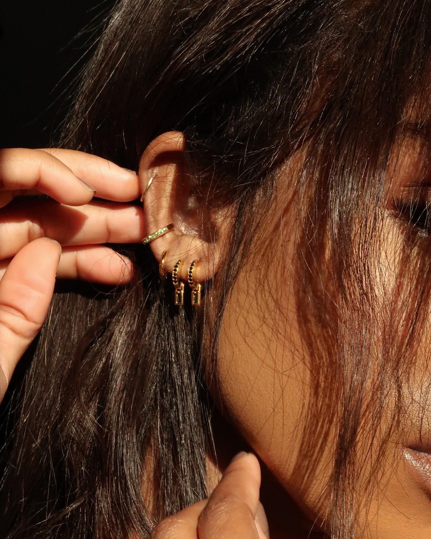Opal Dangle Helix, Tragus Earring | Gold Flat Back Piercing Stud – Two of  Most