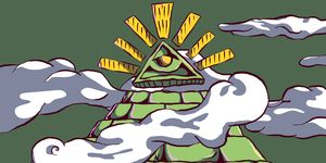cartoon vector illustration freemason pyramid all seeing eye
