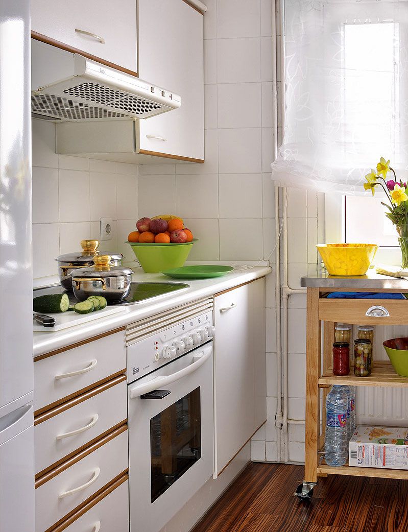 Kitchen, Room, Countertop, Furniture, Cabinetry, Property, Yellow, Green, Interior design, Floor, 