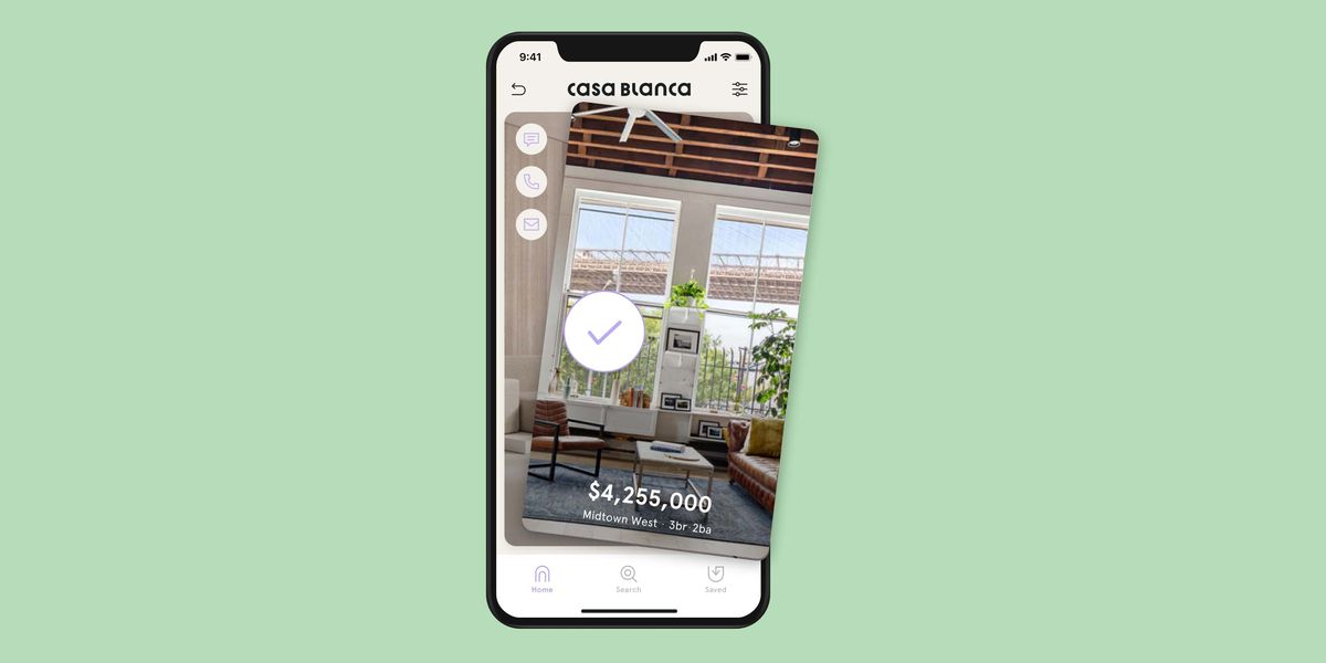 casa blanca real estate app with green background