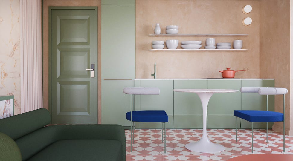 el estudio cateto cateto diseñauna original casa pequeña con distribución abierta en sevilla que comparte el espacio del dormitorio en suite con el salóncomedor y la cocina