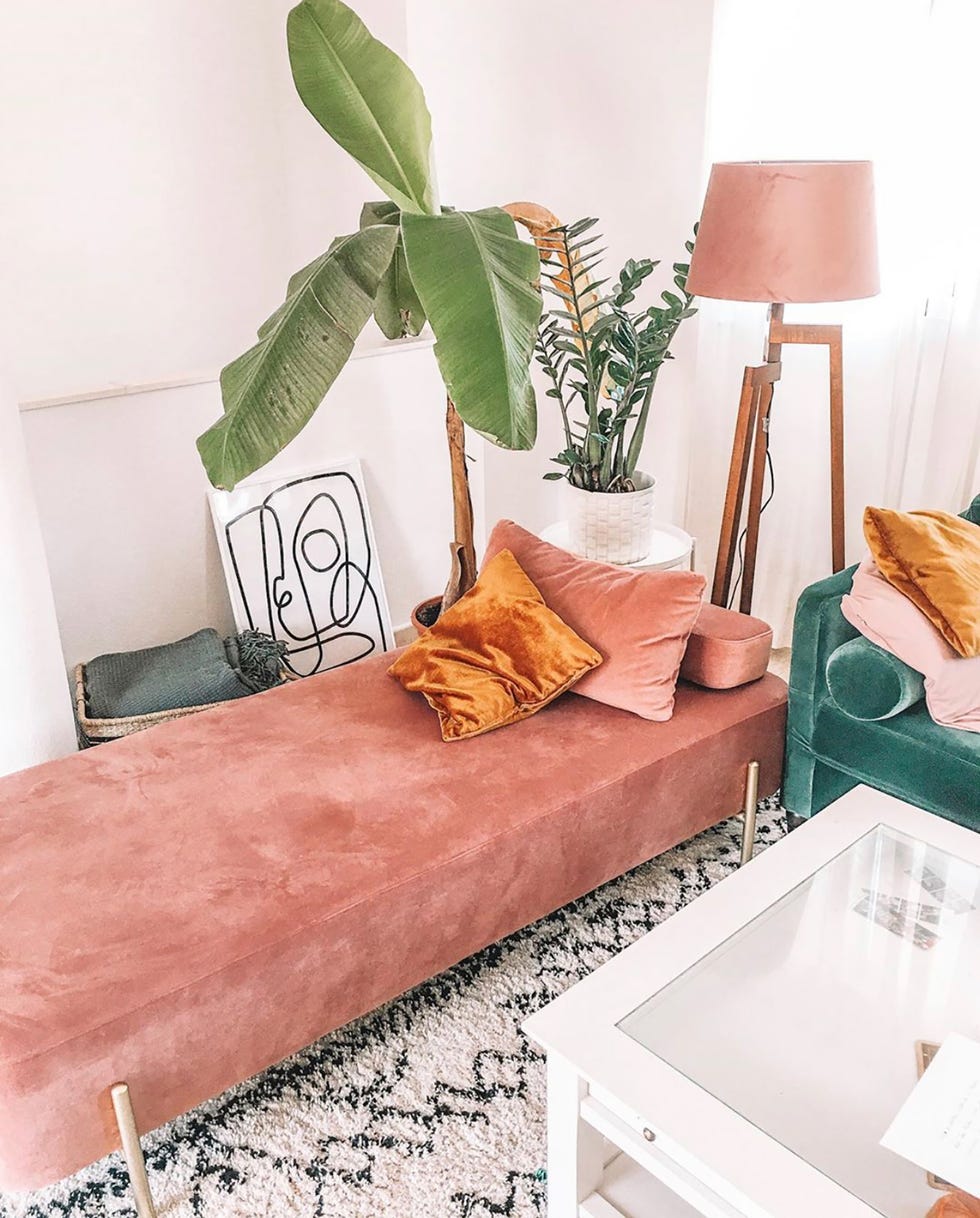 daybed de terciopelo rosa