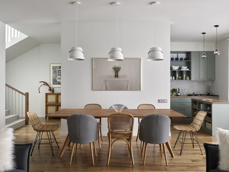 cocina abierta al comedor con diseño contemporáneo