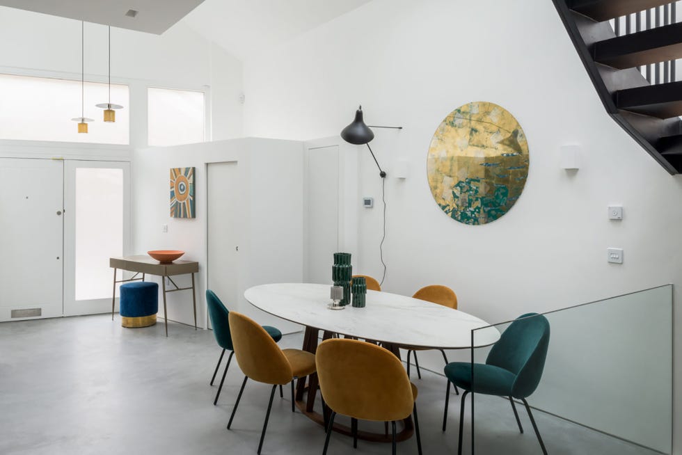 recibidor con comedor open concept de diseño contemporáneo