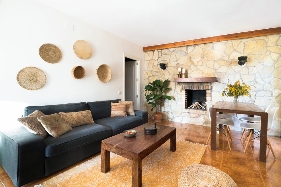 salón de estilo rústico