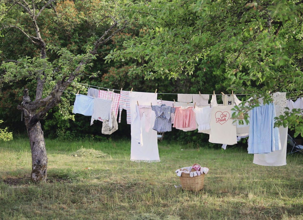 ropa tendida en el jardín