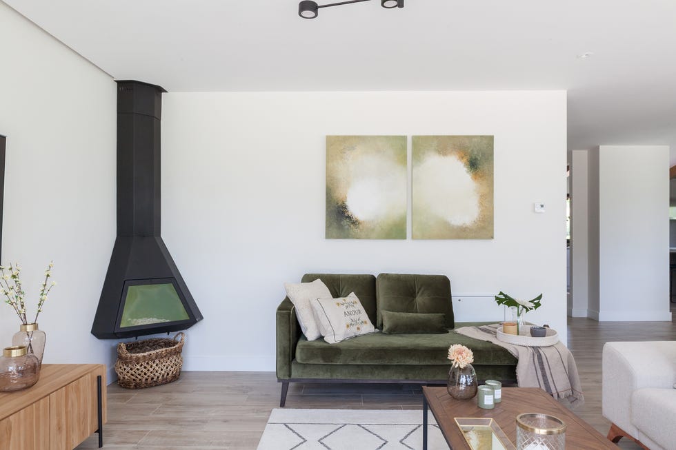 chaiselongue de terciopelo verde
