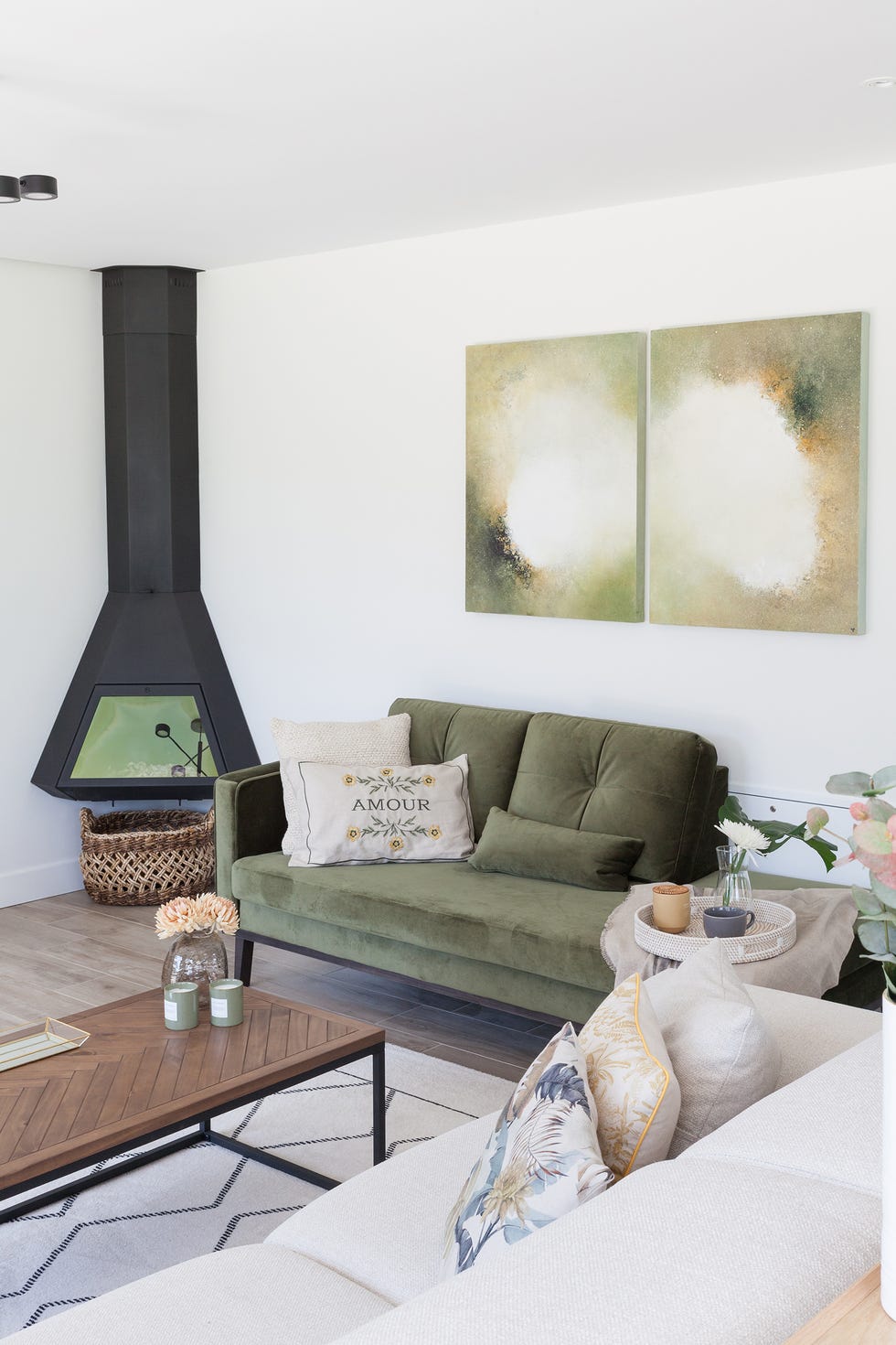 chaiselongue de terciopelo verde