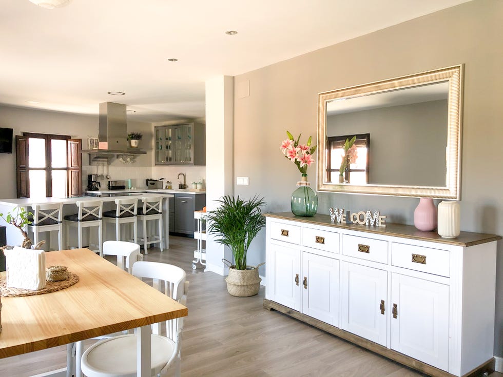 salóncomedorcocina de estilo nórdico y rústico