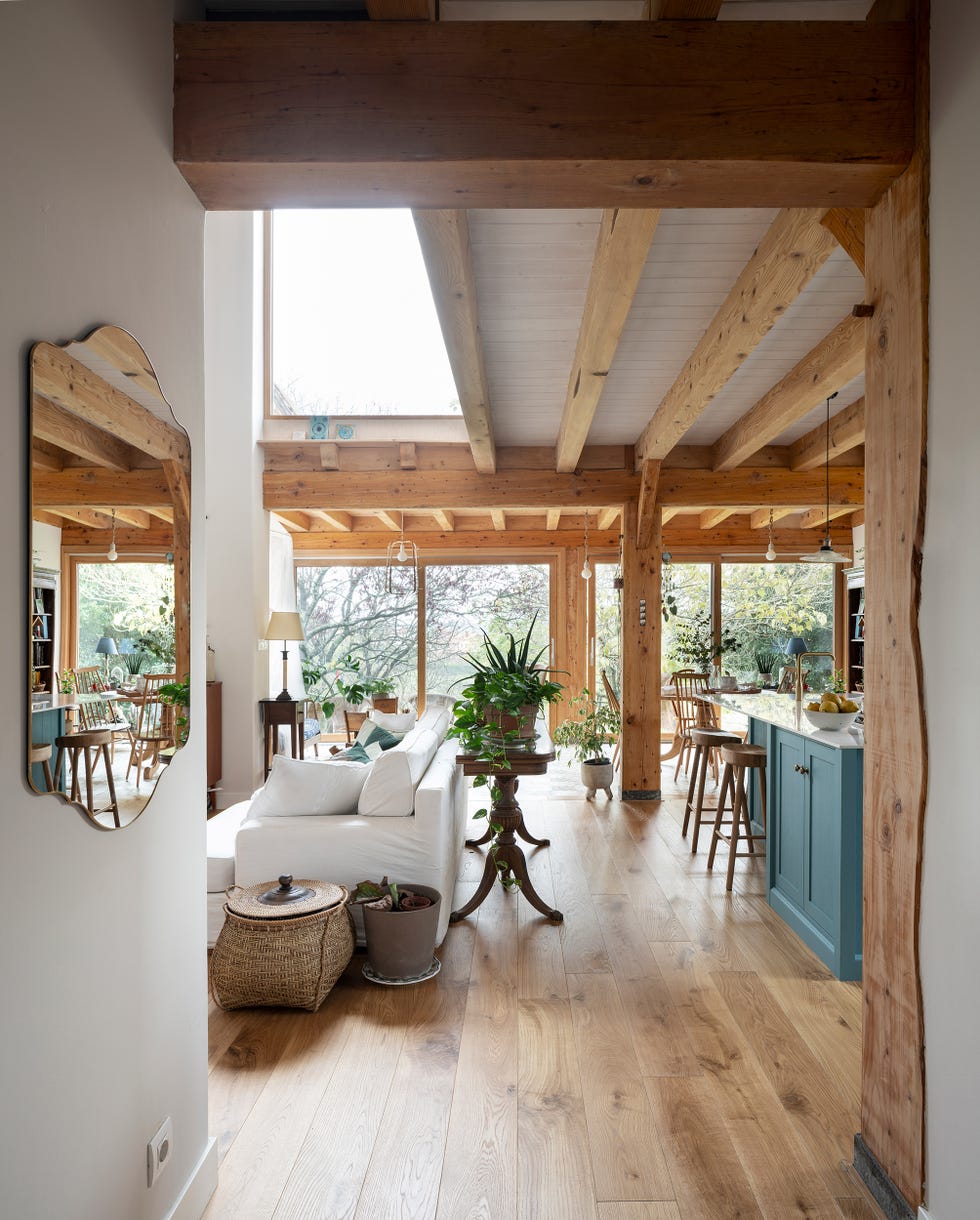 salón, comedor y cocina de estilo rústico