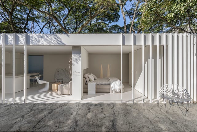 casa modular de diseño sostenible en color blanco