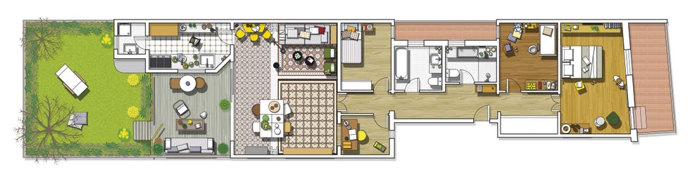 Piso con jardín: Plano
