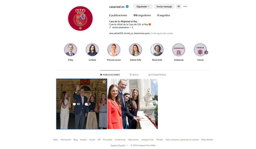 perfil oficial de casa real en instagram