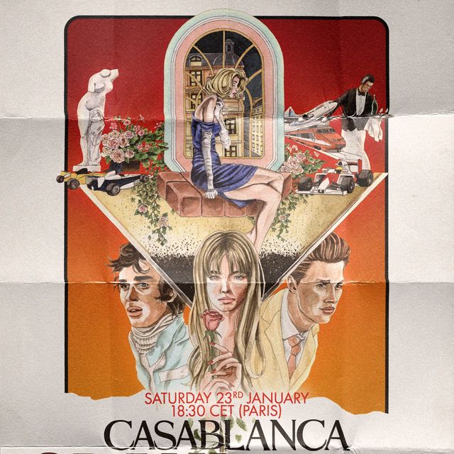 show invite for casablanca's fall winter show, inspired by vintage film posters﻿