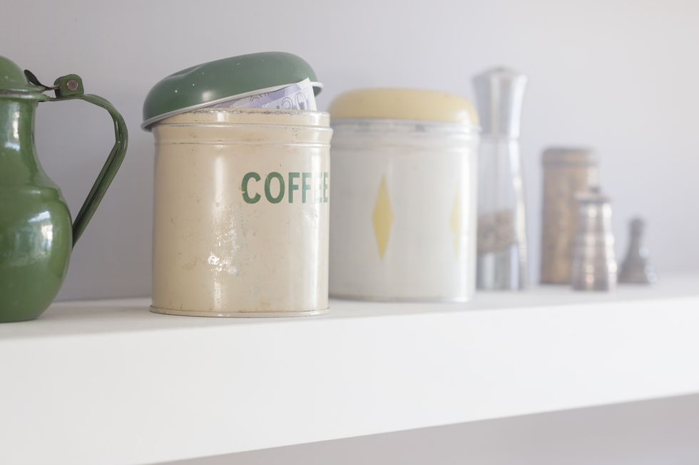 cash savings in coffee jar