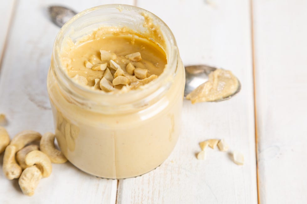 Cashew butter in glass jar