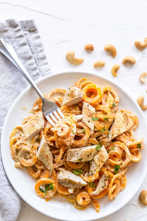 Creamy Cashew Chicken Alfredo and Butternut Squash Noodles