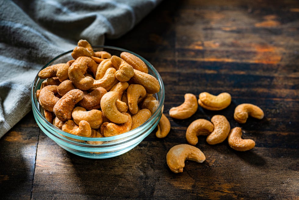 cashew on dark rustic table