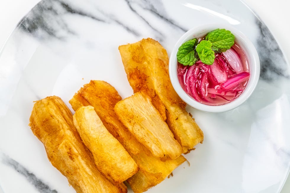 cassava fries, top down view