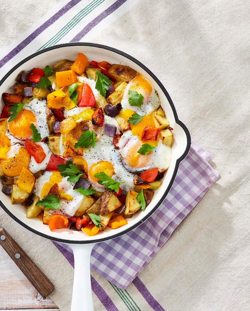 roasted potato and pepper hash