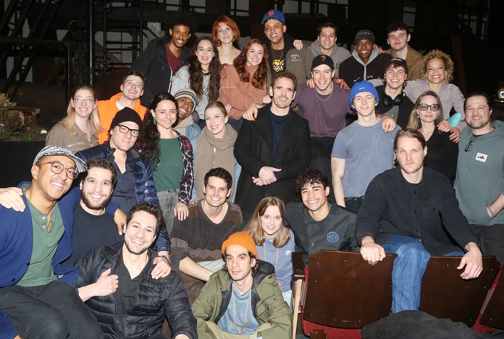 new york, new york april 3 exclusive coverage producer angelina jolie, producer vivienne jolie pitt, original film star matt dillon, director danya tamor, book writer adam rapp pose with the cast and company backstage at the new musical based on the classic book the outsiders on broadway at the bernard b jacobs theatre on april 3, 2024 in new york city matt dillon starred in the 1983 film the outsiders as dallas winston who in the 2024 musical is played by joshua boone the musical is produced in part by angelina jolie and her daughter vivienne jolie pitt photo by bruce glikaswireimage
