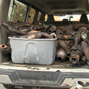 still from a news video from a recovered theft of catalytic converters in jeffersontown, kentucky in november 2021