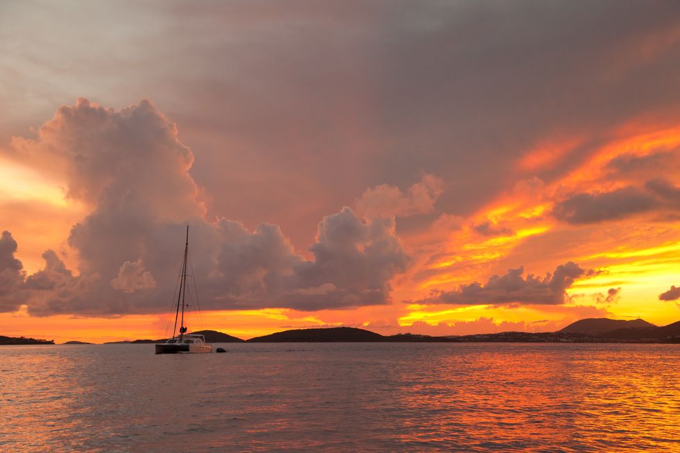 catamaran during sunset st john us virgin islands